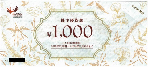 コシダカ　株主優待券　1,000円券