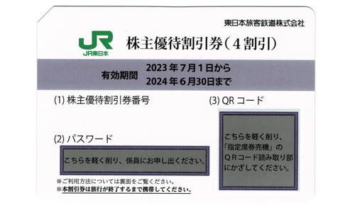 JR東日本　株主優待割引券（2枚）